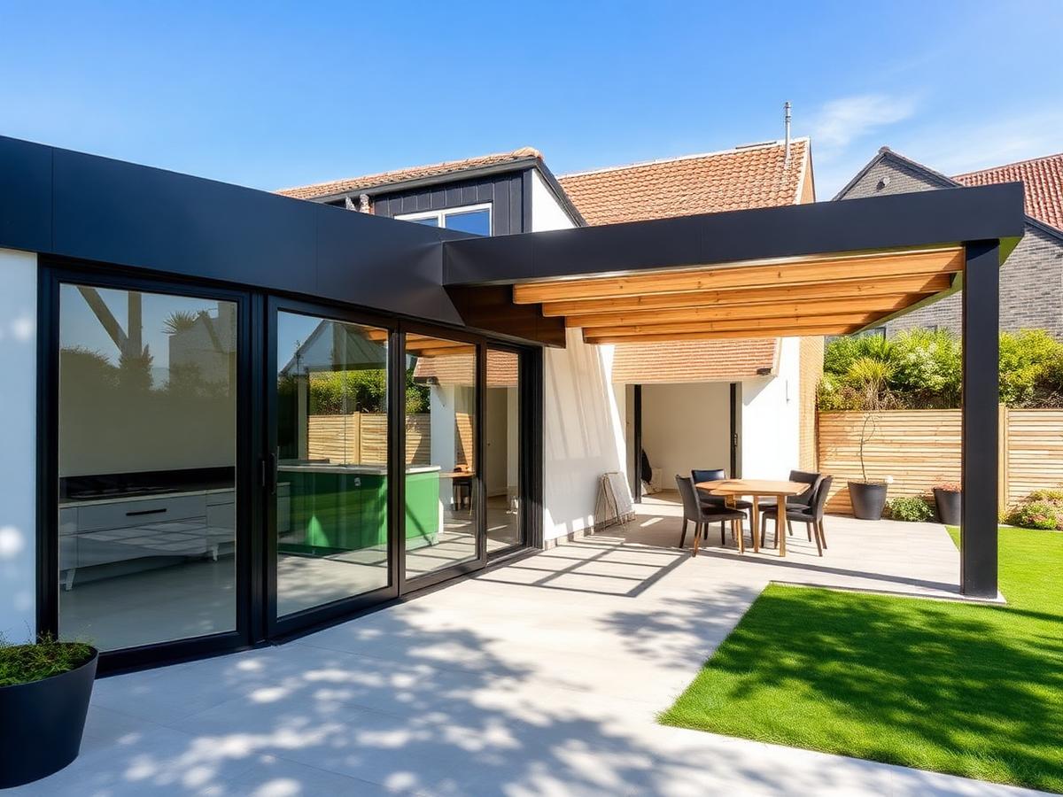 Carport en achteruitbouw